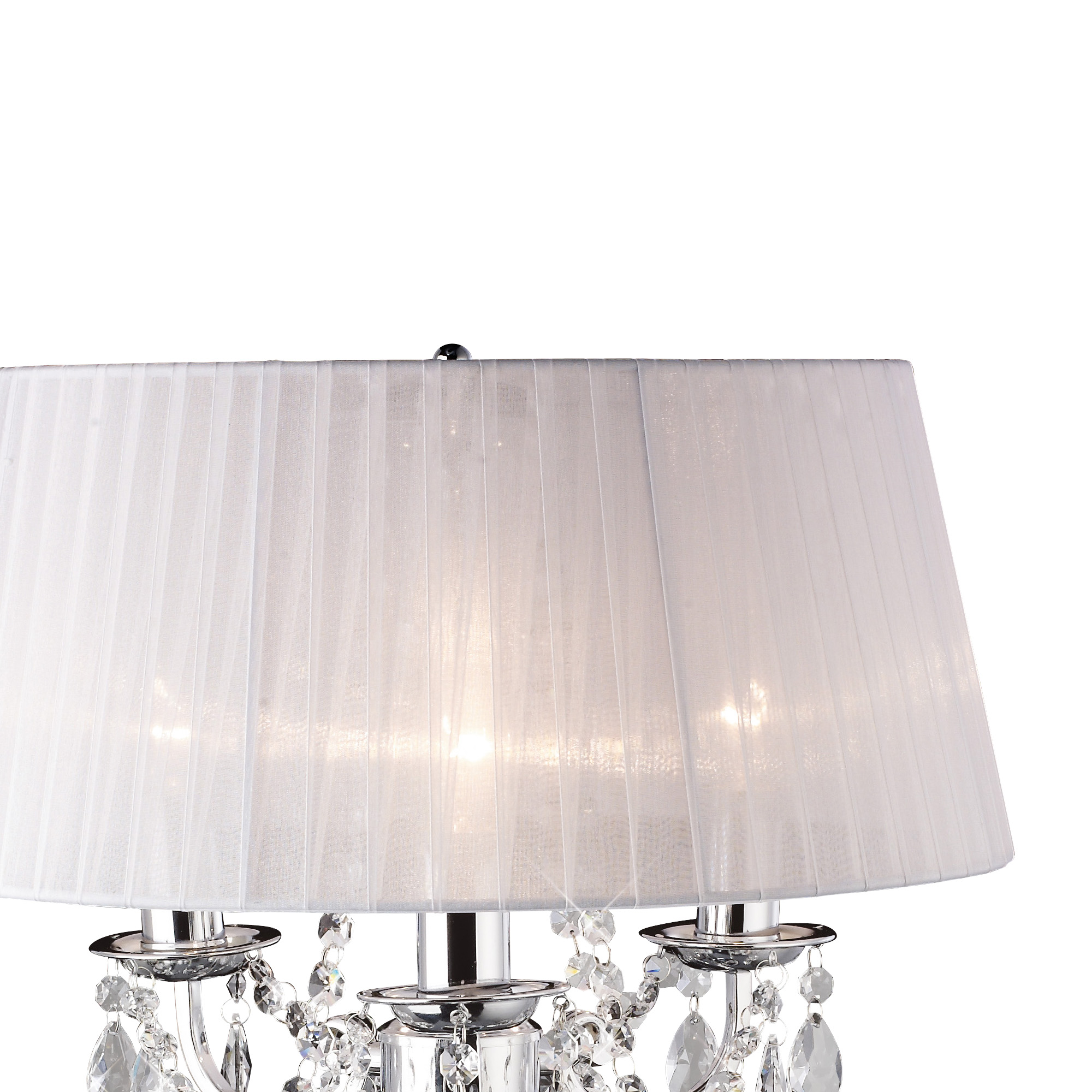 Olivia Polished Chrome-White Crystal Table Lamps Diyas Shaded Table Lamps